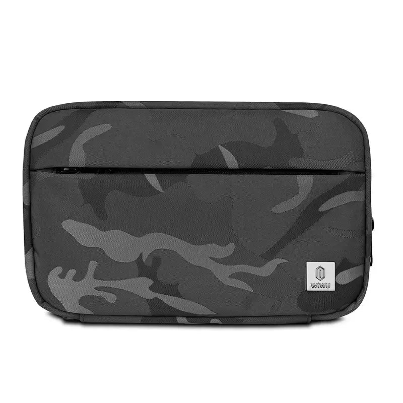 Wiwu Camou Travel Pouch With Cable Go Through Slot - Grey - Tashqila Wiwu Camou Travel Pouch With Cable Go Through Slot - Grey - Tashqila